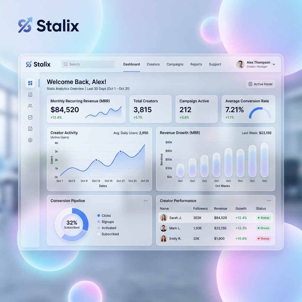 Ilustrasi Creator Analytics Stalix LMS - Solusi platform komunitas dan kursus online