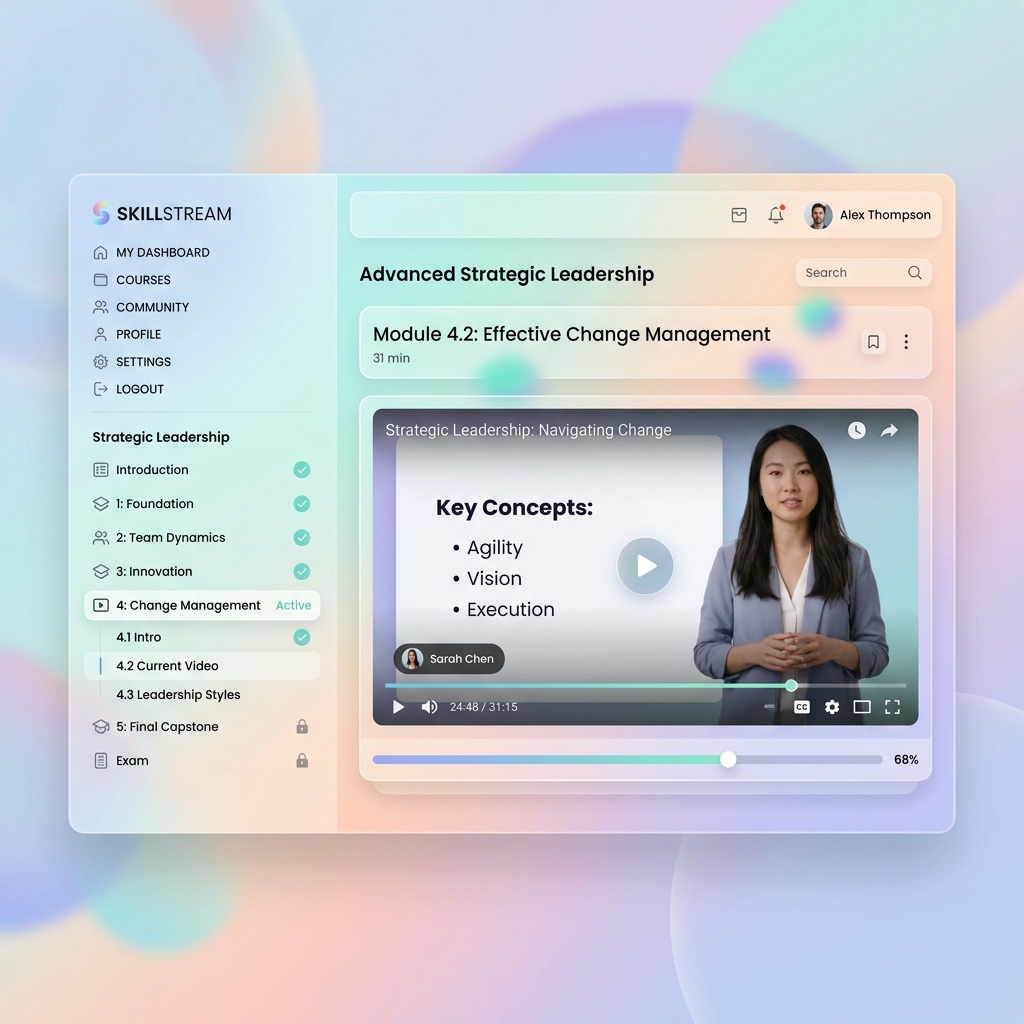 Tampilan fitur kelas online pelacakan progres belajar di platform Stalix LMS