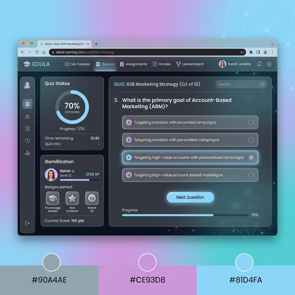 Tampilan fitur kelas online kuis dan tugas di platform Stalix LMS